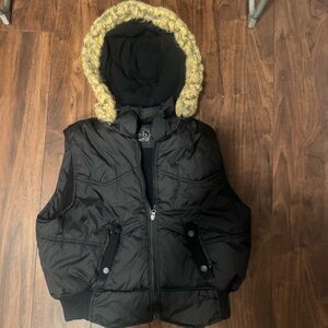 Deb Black Vest with Faux Fur Trim